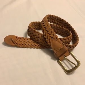 Hand Braided Leather Belt with Brass Buckle